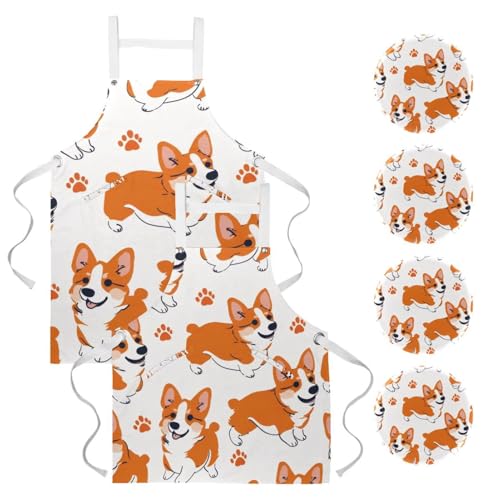 Tablier de serveuse Corgi pour bistrot et restaurant avec 4 broches