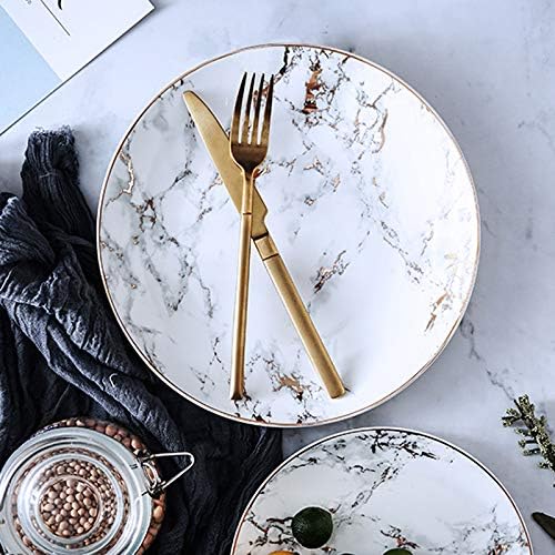 Juego de platos llanos de porcelana con incrustaciones de oro