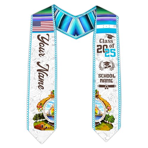 MonkeyVan Honduran Graduation Sash, Custom Honduran American Flag Graduation Sash 2025, Honduras Graduation Stole Style 5