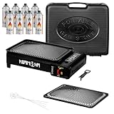 Taffstyle Gas Campingkocher Gaskocher Outdoor BBQ Tisch Grill Platte Notfallkocher Camping Herd 1...