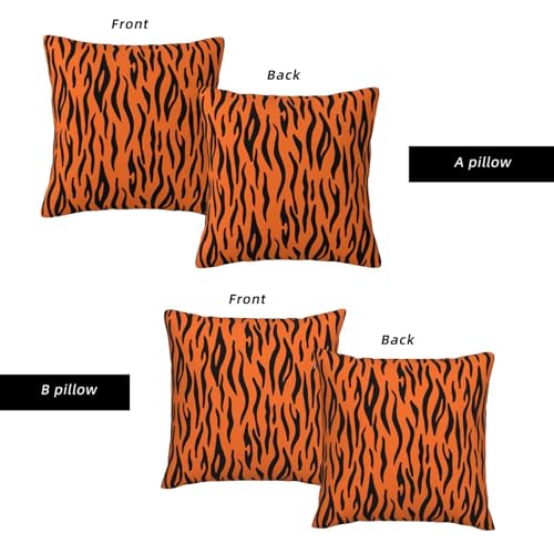 Housses de coussin pour canapé salon rayures oranges décoration moderne - 4