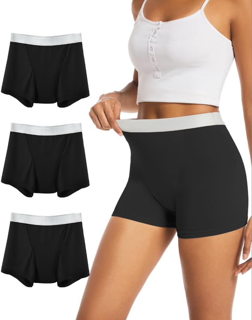 TIICHOO Period Underwear for Women Heavy Flow Leakproof Period Shorts for Day and Night Absorbency 3 Pack