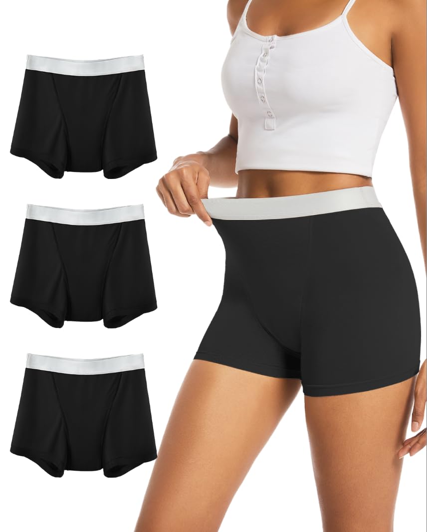 TIICHOO Period Underwear for Women Heavy Flow Leakproof Period Shorts for Day and Night Absorbency 3 Pack