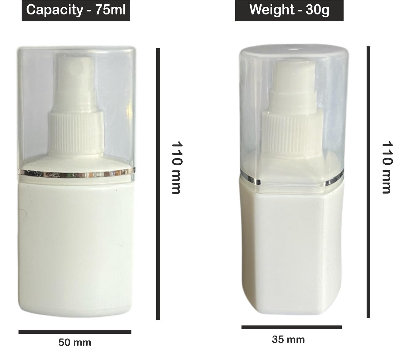 PRISTINO® 75ML Empty Refillable Fine Mist Sprayer Bottle – Travel Size Atomizer Spray Bottle for Perfume, Toner, Sanitizer I Heavy duty HDPE Material I Ultra Fine Mist Spray (Pack of 4) 1