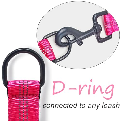 Mycicy Bungee Dog Leash Extender, 21\" Shock Absorbing Leash Extension with Traffic Handle for Dogs, Works with Any Lead, Reflective & 6 Colors- Pink - Thumbnail 3