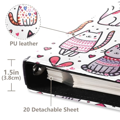 Álbum de fotos autoadhesivo DIY Scrapbook con gatos adorables, 3 anillos, 40 páginas, 8x10 pulgadas para recuerdos miniatura 4