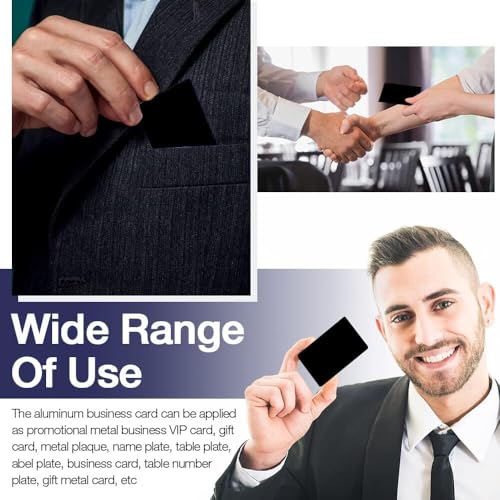 50 Stück Metall Visitenkarten Rohlinge, Beeindruckende Rohlinge Lasermarkierung Graviertes Metall Glatte Geschäftsbesuch Visitenkarten(schwarz)