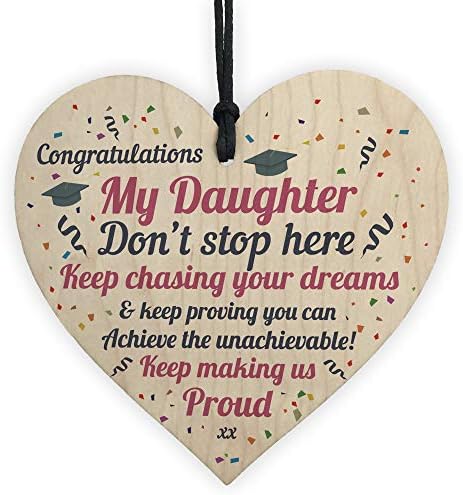 RED OCEAN Graduation Gifts For Daughter Wooden Heart Plaque Gift For Her Congratulations Gifts Leaving Univerisity Degree