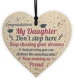RED OCEAN Graduation Gifts For Daughter Wooden Heart Plaque Gift For Her Congratulations Gifts Leaving Univerisity Degree