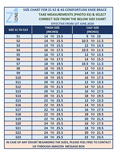 Z1 K2 Knee Brace –Best Knee Brace For Acl/Ligament Injuries/Sports Injuries, Arthritis (Oa) & Preventive Protection & Relief From Knee Joint Pain/Degeneration- Men & Women S15(T=22-23.5"/C=12-13.5") #TOP2