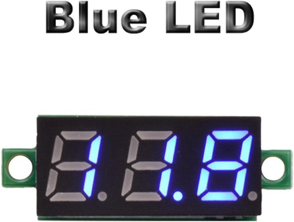 YANHAO 0.28 Inch LED Digital Display DC Voltmeter 0-100V 2.5-30V Voltage Meter Volt Tester Detector Red Green Blue Pcs (Color : Blue LED, Size : DC 0-100V 3cable)