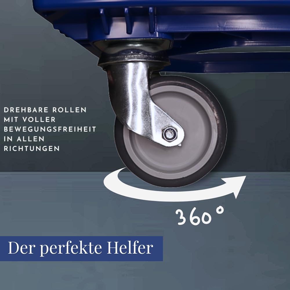 Transportroller Kunststoff 60x40 cm, Blau, 10 Stück – 4 Leichtlauf-Lenkrollen, Traglast 250 kg – ideal für Kisten & Euroboxen, stabile Transporthilfe