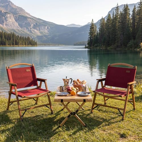 GIANTEX Silla Plegable para Camping, Silla Ligera al Aire Libre con Tela Transpirable y Estructura Sólida de Bambú, Silla Portátil de Respaldo Bajo para Jardín, Soporta 330 Libras miniatura 2