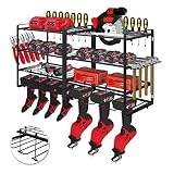 TAKEKIT Power Tool Organizer Wall Mount, 4 Tiers Large Capacity Power Tool Storage Rack, Drill Holde