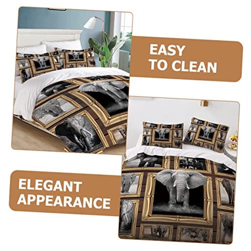 USHOBE 1 Conjunto Capa De Edredão De Lençol Impresso Colcha De Cama Capa De Edredão De Elefante Capa