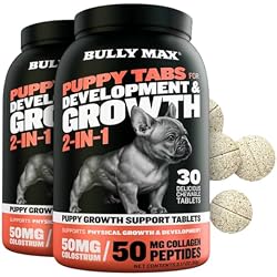Bully Max 2-in-1 Puppy Vitamins - 30 Chewable Tablets for Growth & Development of Puppies - Multivitamin Treats & Essential Dog Supplements for Small Dogs & Large Breed Growing Pups - 2 Bottles