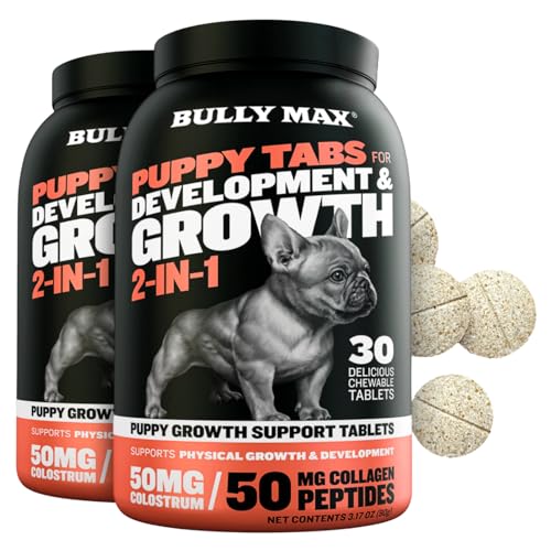 Bully Max 2-in-1 Puppy Vitamins - 30 Chewable Tablets for Growth & Development of Puppies -...