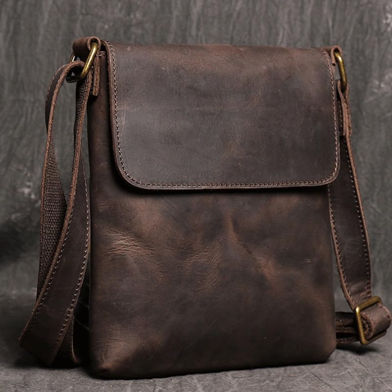 Retro Genuine Leather Shoulder Bag Crossbody Men's Large Capacity