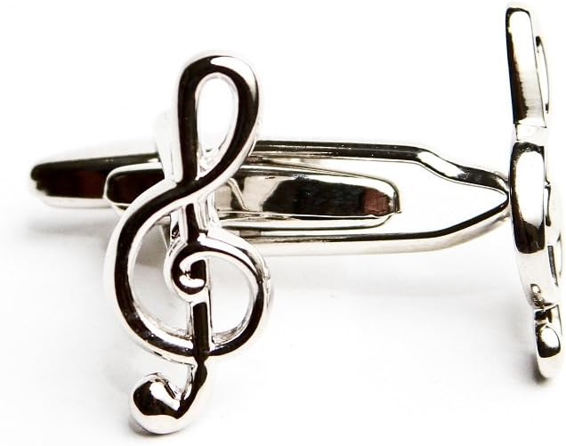 MRCUFF Music Notes Treble Banded Eighth 4 Pairs Cufflinks in a Presentation Gift Box & Polishing Cloth