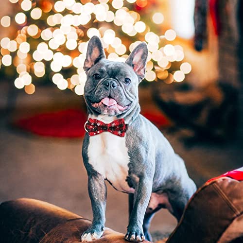 Asvin Weihnachten Hundehalsband, mit Hunde Fliege Abnehmbarer, Weich und Bequem Hunde Halsband Einstellbar, für Wenige Mittlere und Große Hunde