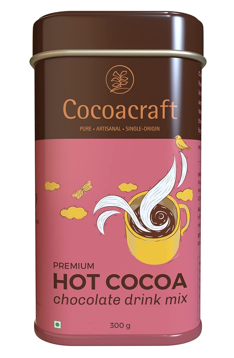 COCOACRAFTHot Cocoa Chocolate Mix (300g) Drinking Hot Chocolate Mix with 22% Cocoa Butter |100% Natural | Handmade Artisanal Cocoa Mix from Kerala.