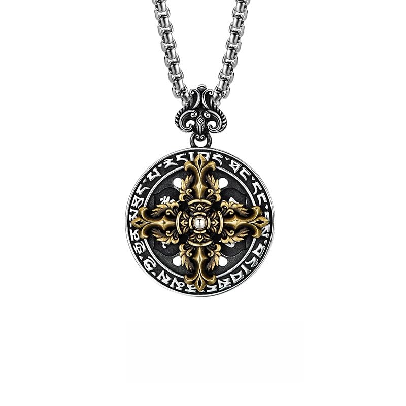 Collier Vajra rotatif en argent sterling pour canaliser l'anxiété masculine