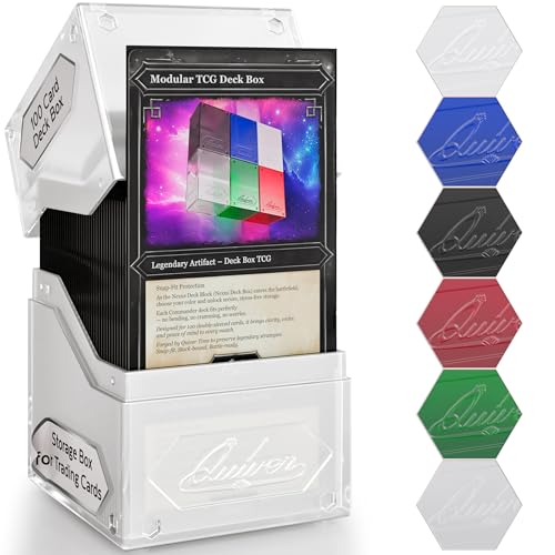 Image of Quiver Time 360 Modular Nexus DeckBlock - Durable Stackable MTG Deck Box for Commander fits 100+ Cards | Stylish 100 Card Deck Box MTG | Interchangeable TCG Decks Boxes (1 pcs, White)