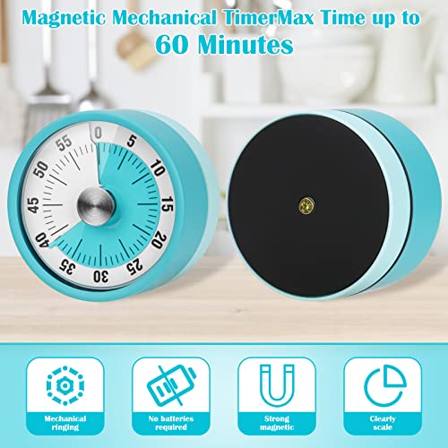 Kitchen Timer, Visual Timer for Kids & Adults with 60-Minute Countdown Clock, Mechanical Digital Timer with Magnetic Backing - Image 3