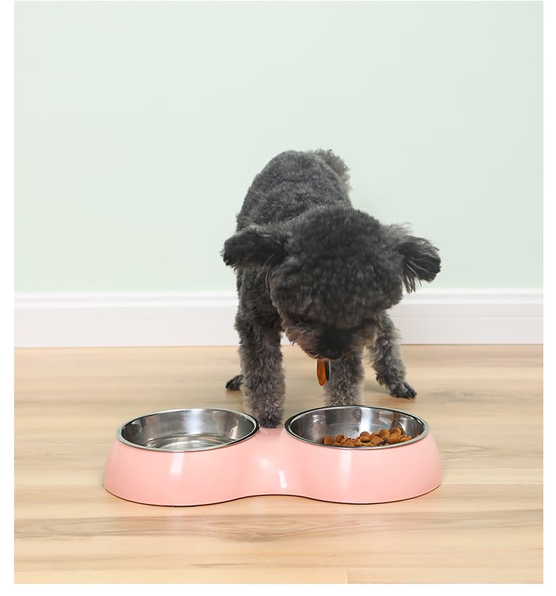 CAMITER 2 in1 Hundenapf, rostfreier Futter- und Wassernapf für Hunde und Katzen, multifunktionaler Haustierfutternapf, Hundenäpfe und Wassernäpfe (rosa)
