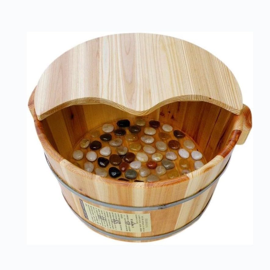 Baño de pies de madera para masaje y spa