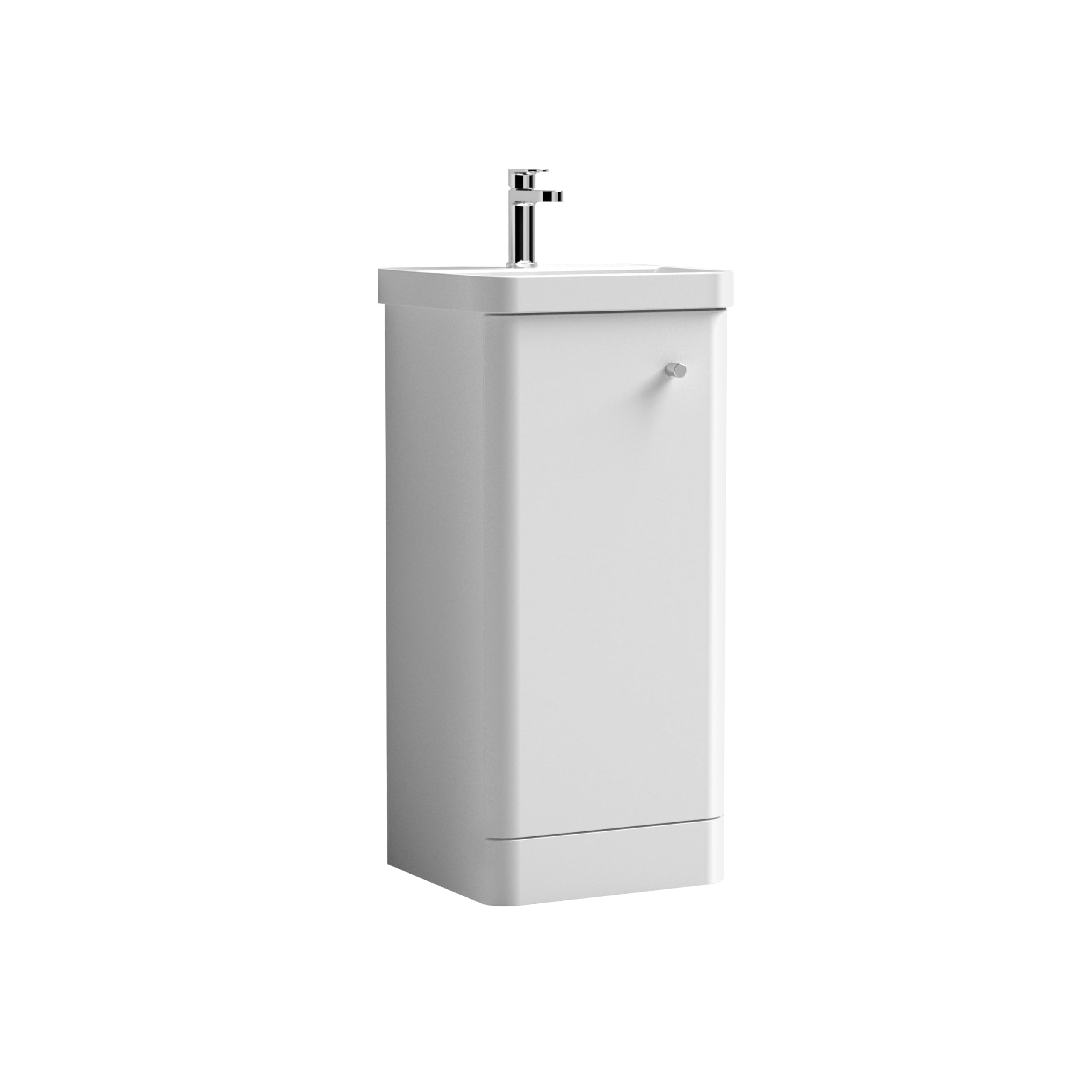 Balterley Vanity Unit with Basin Floor Standing, Soft Close Single Door with Handle & Thin Edge Sink, Bathroom Vanity Units with Basin, Bathroom Sink Storage Cabinet - 405 x 355 x 864mm (White)