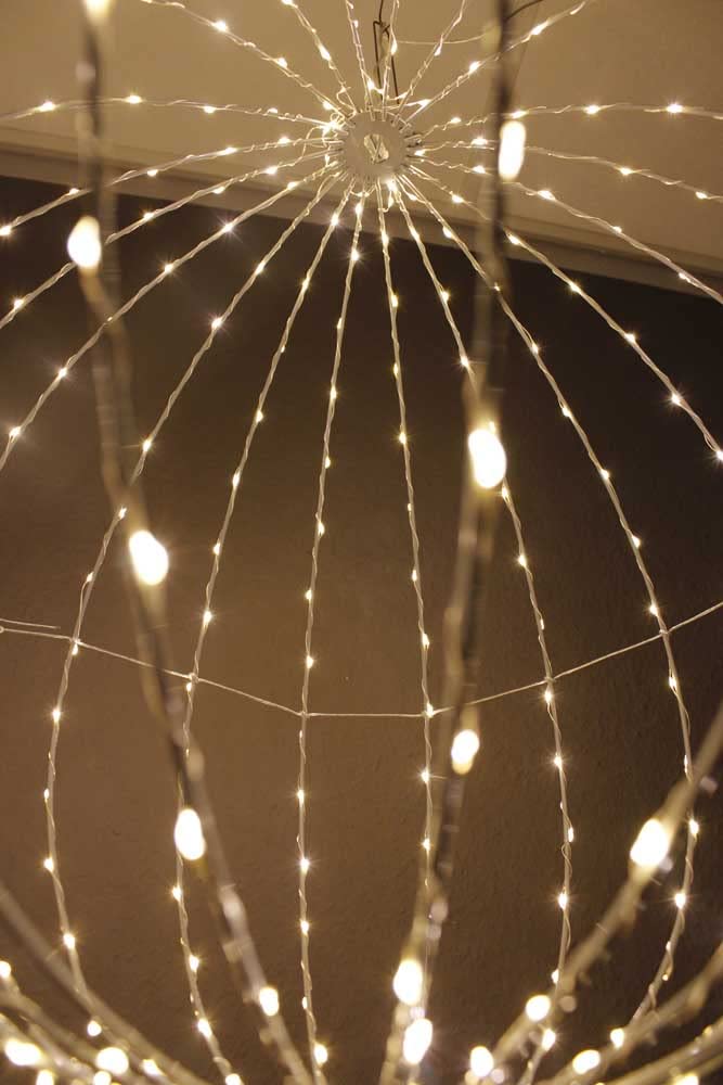 Sfera luminosa a LED, 50 cm, pieghevole, illuminazione natalizia, 320 LED, pieghevole, luce bianca calda, per interni ed esterni