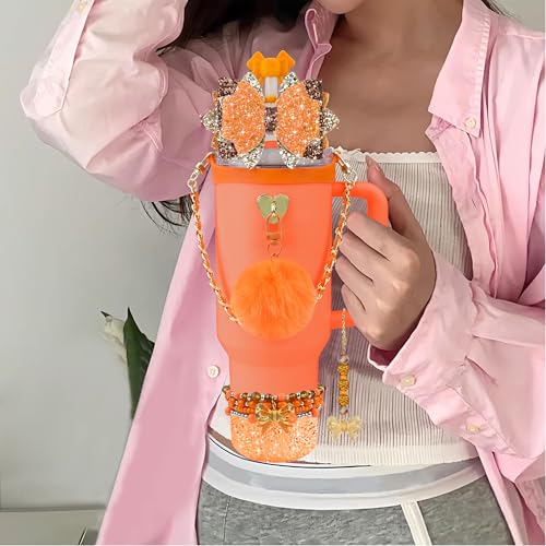 Hpebl 11PCS Bow Accessories for Stanley Cup Tumbler 30 40oz,Orange - image 4