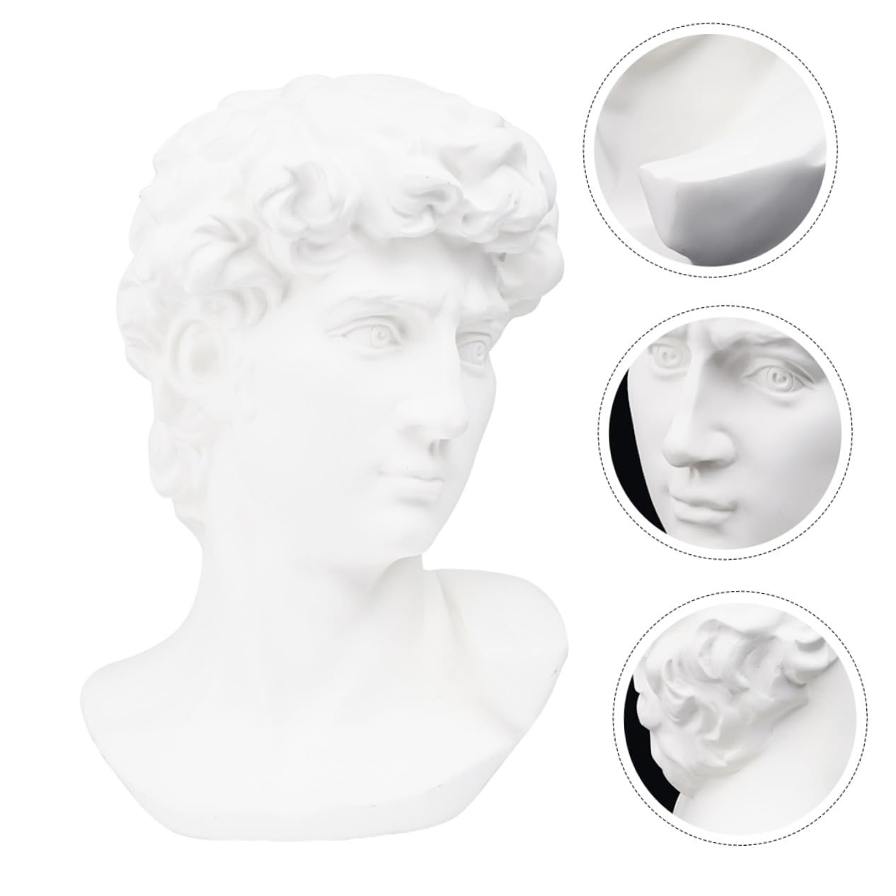 TEHAUX Buste de David en Résine Blanche 30 Cm Statue Esquisse Sculpturale Matériel Pédagogique Décoration Intérieure Apprentissage Artistique Maison et Bureau