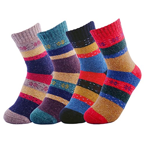 Image of JOYCA & CO. 3-5 Pairs Womens Multicolor Fashion Warm Wool Cotton Thick Winter Crew Socks