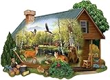 Bits and Pieces - 750 Piece Shaped Jigsaw Puzzle for Adults - Cabin in The Wild - 750 pc Forest Animals Jigsaw by Artist Thomas Wood