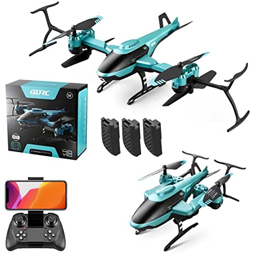 MXCYSJX 2.4G WiFi FPV Hubschrauber, RC Flugzeug mit 4K HD Kamera, Hubschrauberdrohne für Erwachsene und Kinder, zusammenklappbarer RC Spielzeug Quadcopter, mit 3 Batterien, Schwerkraftsensor,Blau Cover