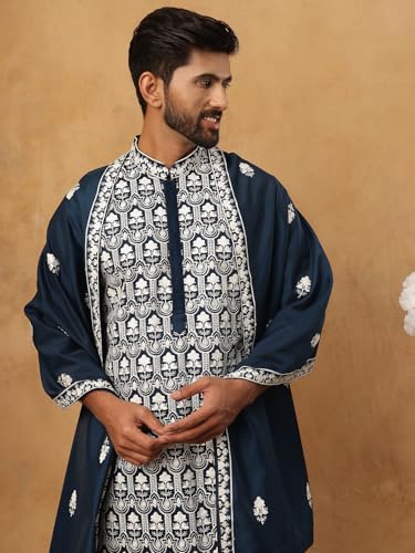 Image of Jompers Silk Blend Embroidered Kurta Pyjama Dupatta Set