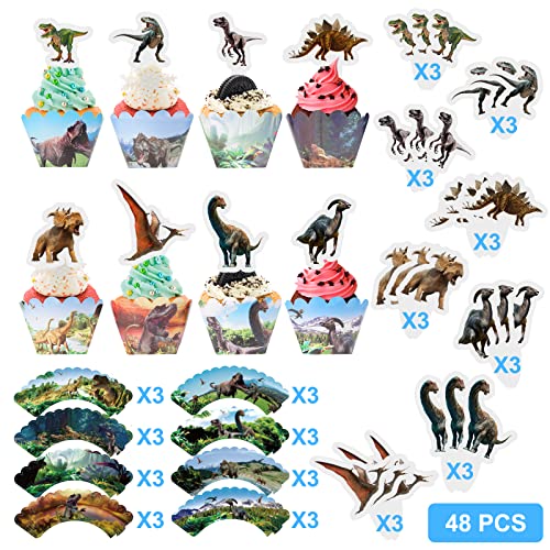 48 pezzi Dinosaur Cake Decorations, 24 pezzi