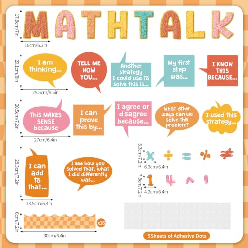 45 Pcs Math Talk Bulletin Board Set Math Classroom Decorations Educational Mathematics Paper Cutouts for Elementary Middle High School Chalkboard Wall Decor Back to School Teacher Supplies(Groovy) - Image 2