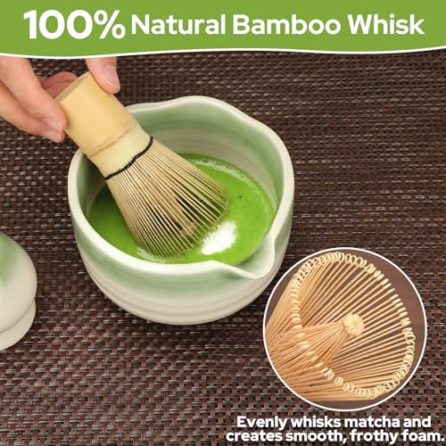 Ceecysaa Matcha Whisk Set, 7 Pcs Matcha Set, Matcha Kit for Ceremony, Matcha Tea Set for Making Breakfast/Matcha Latte, Matcha Whisk and Matcha Whisk and Bowl, As A Gift, Gradient Green by Ceecysaa - Image 4