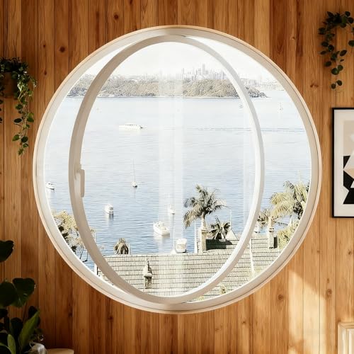 Finestra Rotonda A Giroletto,Finestra Seminterrato,oblò Rotondo,Finestre Di Ventilazione Girevoli A 360°,Per Bagno,Camera Da Letto,Soggiorno(White1,80cm/31.5in)