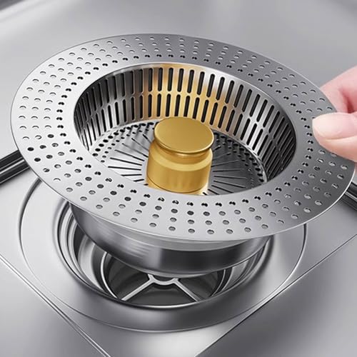 Colador para desagüe de fregadero 3 en 1 acero inoxidable miniatura 4