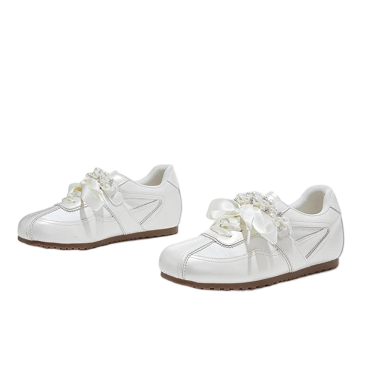 CYBHSM - Tenis de plataforma para mujer, con lazo perlado, gancho y bucle, estilo retro, ligeros, invisibles, con levantamiento de talón, zapatos casuales para caminar