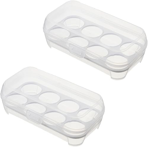 Soporte para huevos para refrigerador, 2 unidades, 8 huevos, caja de almacenamiento para refrigerador, cartones de plástico, soporte protector,