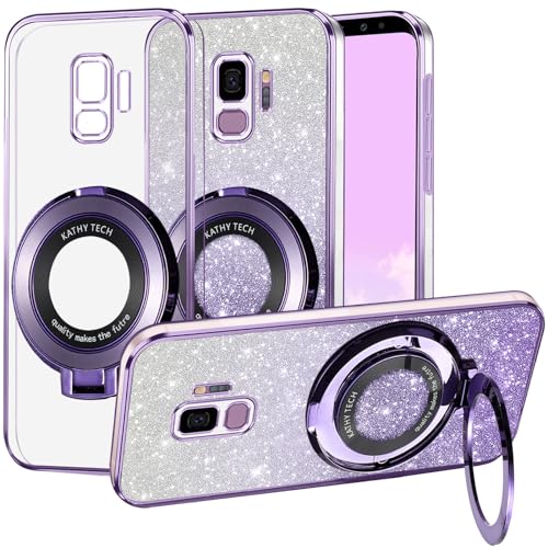Coque Samsung S9 paillettes violettes idéale pour photos mains libres