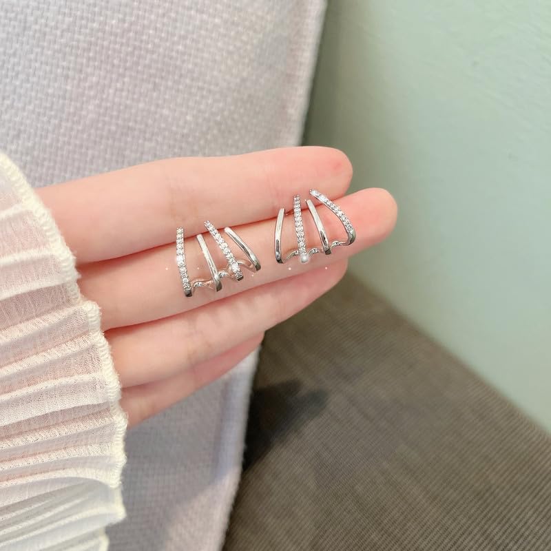 S925 Plated Temperament Fashion 4 Claws Earrings Personalized Simple Earring2