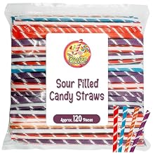Sour Filled Candy Straws - 120 Count Bulk Bag - Tropical Punch, Orange, Cherry, Grape Flavors - Silly Stix Candy Straws For Holiday And Trick-Or-Treating