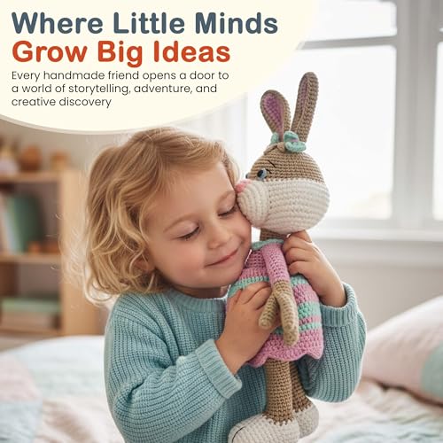 Image of Happy Threads Crochet Jill Rabbit Toy for Kids | Handmade Stuffed Animals for Boys & Girls | Soft, Safe & Lightweight Knitted Plush | Cute Bunny Soft Toy Gift for Babies, Toddlers & Nursery Decor