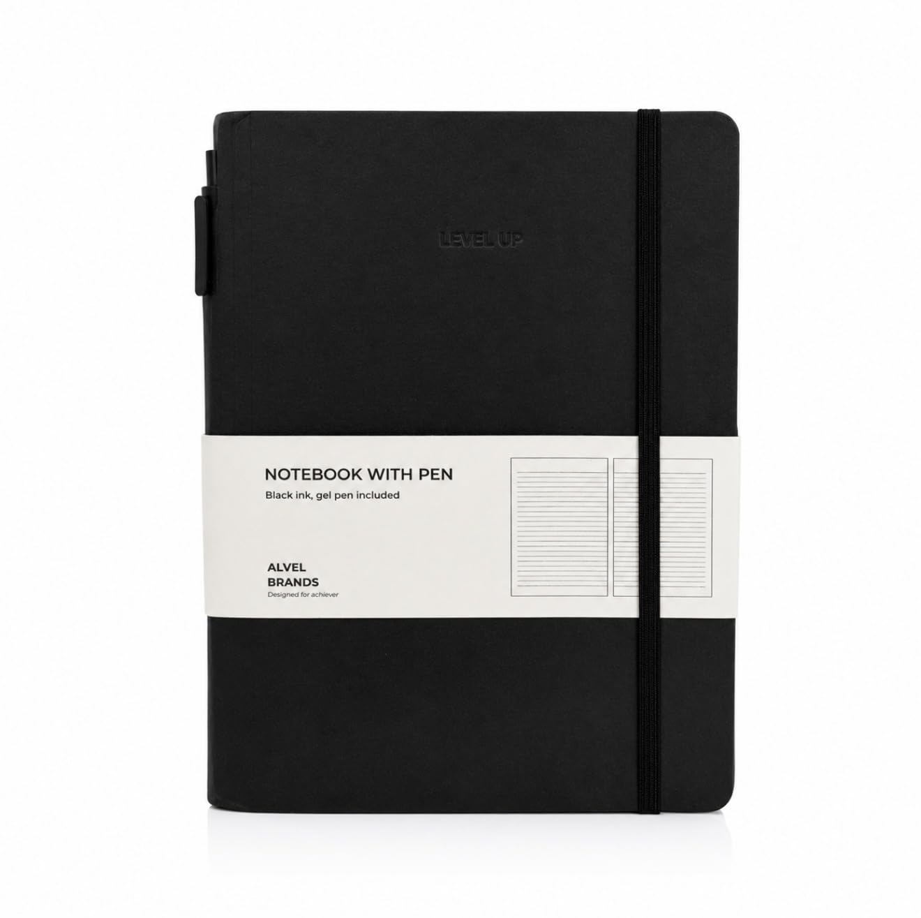Carnet A5 couverture rigide noire à 200 pages lignées pour vos notes